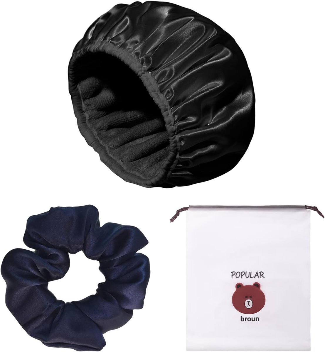Drie-laags Douchemuts - Haarmuts Badmuts - Haar Beschermen - Verstelbaar Elastiek - 33 cm Diameter - Zwart