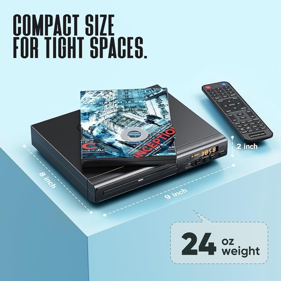 Dvd Speler - Cd Speler - Thuis Films Kijken - Regiovrij Afspelen - Compact Formaat - Zwart — afbeelding 2