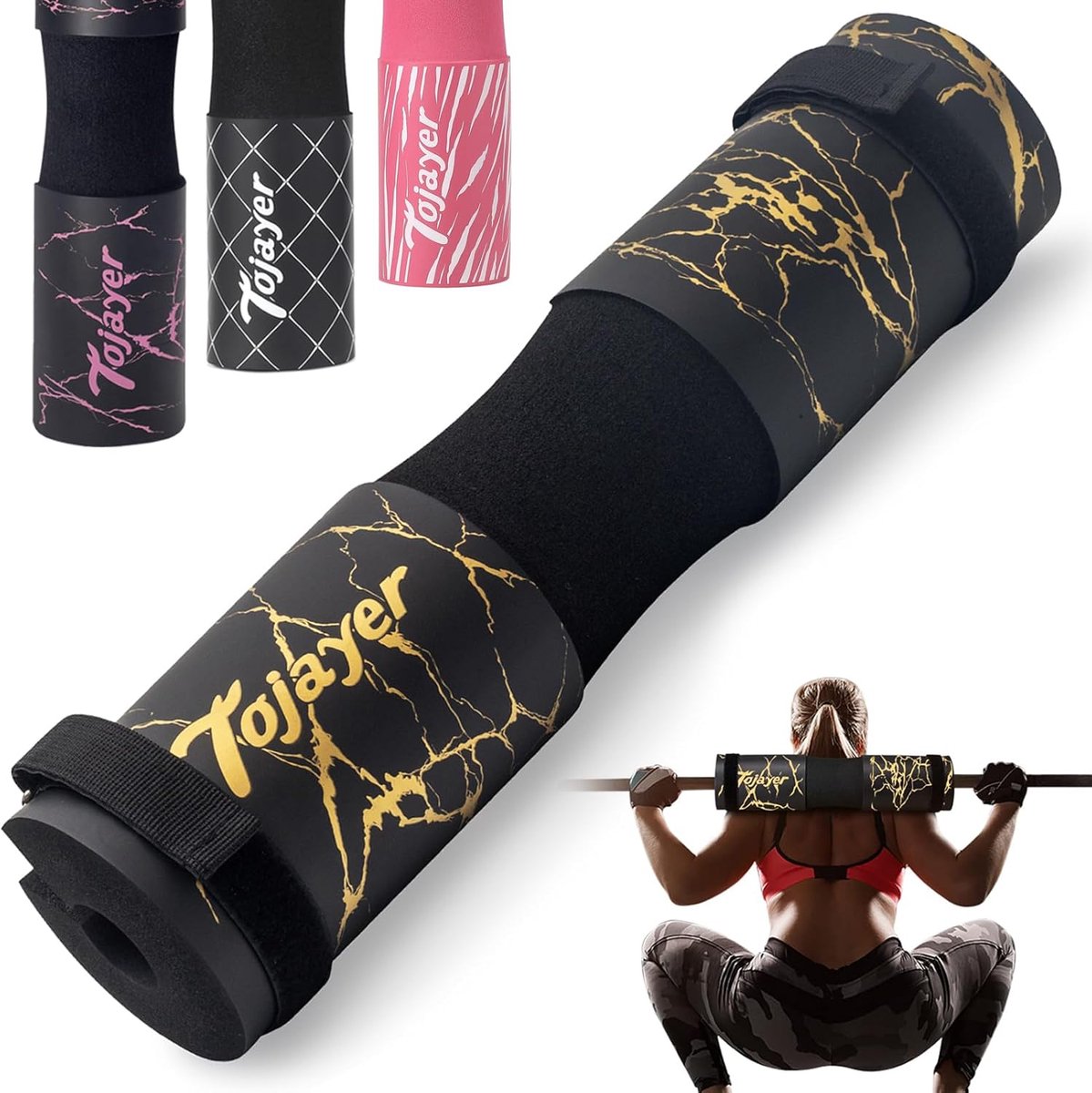 Squat Pad - Halterkussen - Krachtraining - Hoge Dichtheid Materiaal - 44 cm - Goud Marmer