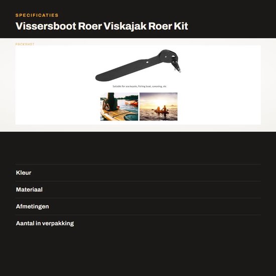 Roer voor Vissersboot - Stuurroer Viskajak - Vane Roer Set - Zeekajaks Accessoire — afbeelding 4