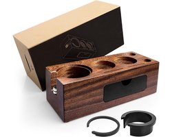Tamperstation Koffie - Barista Accessoire - Espresso Bereiding - Verstelbare Hoogte - 58 mm - Walnoot