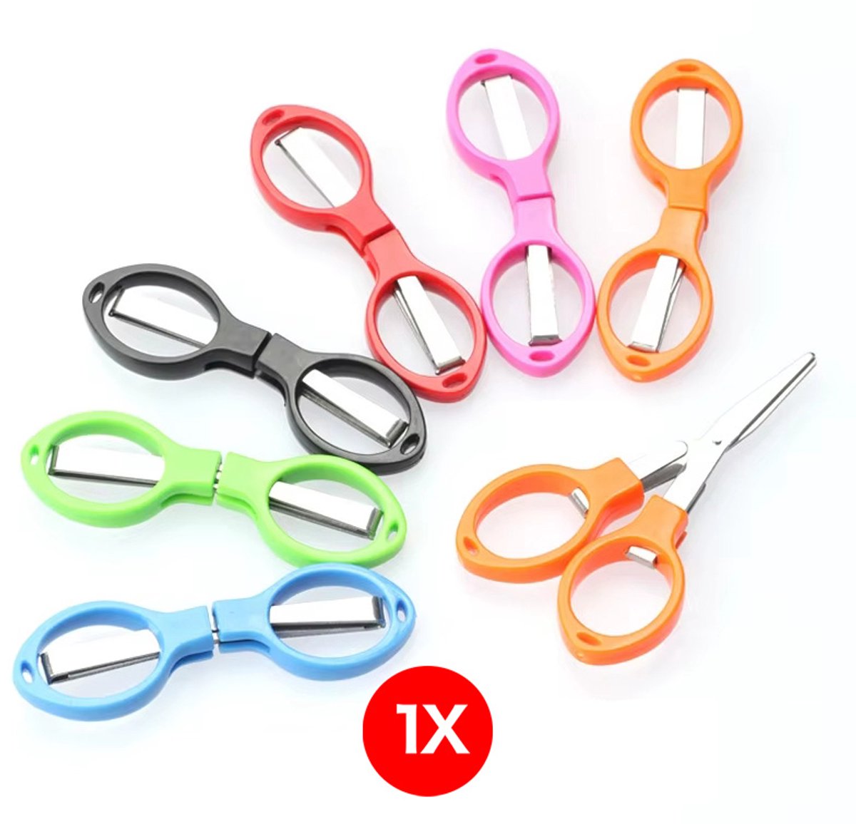 Actie4you® - Opvouwbare Schaar – Compact - Veilig en Altijd Binnen Handbereik - Mini Schaar - Uitklap Schaar - Sleutelhanger - Mix Kleur - 1 Stuk