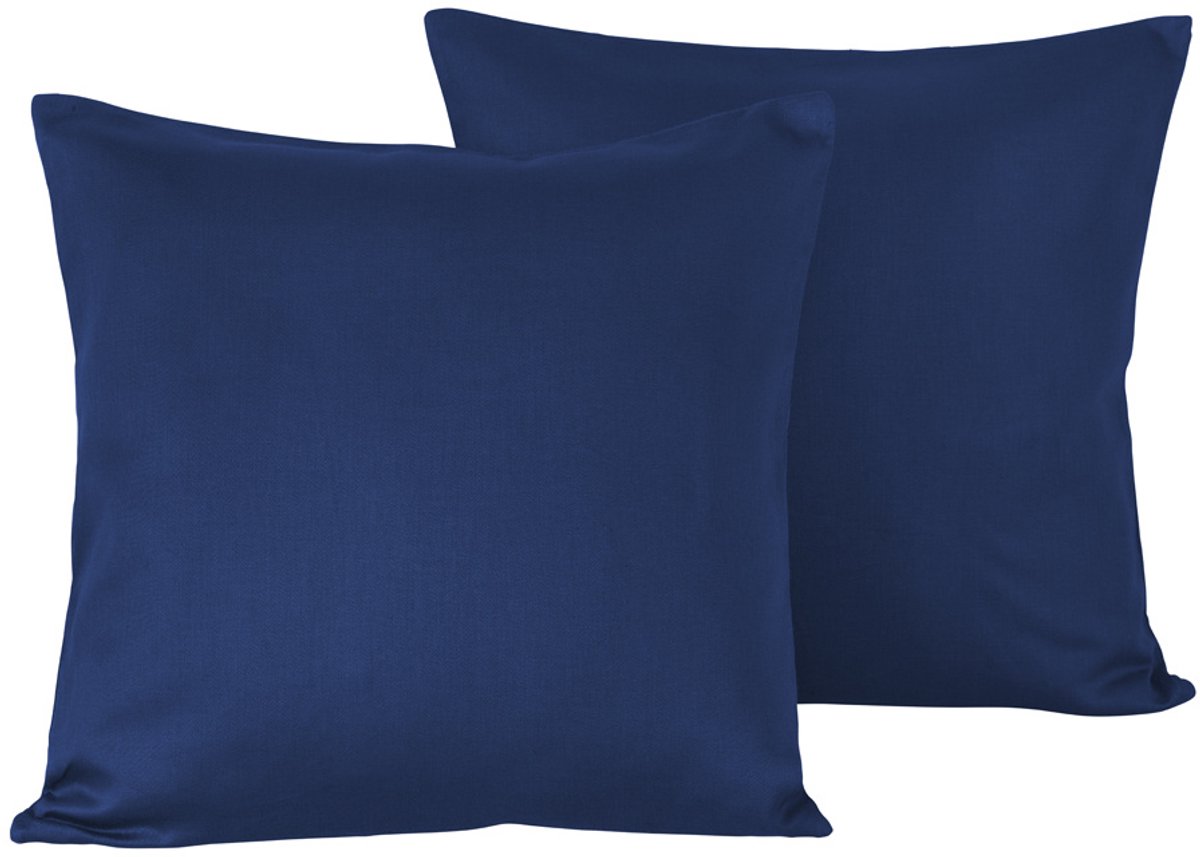 De Witte Lietaer Set Kussenslopen Olivia Blue Indigo - 2 stuks - 40 x 40 cm - Blauw - Katoen Satijn