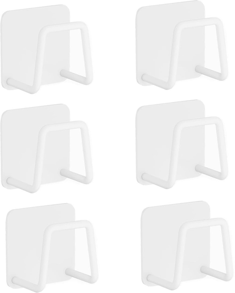 Dailygoods- Sponshouder Roestvrij Staal - 6 Stuks - Spoeldoekhouder - Keukenrek - Antislip - Zelfklevend - Duurzaam en Makkelijk Schoon te Maken - Sponshaken