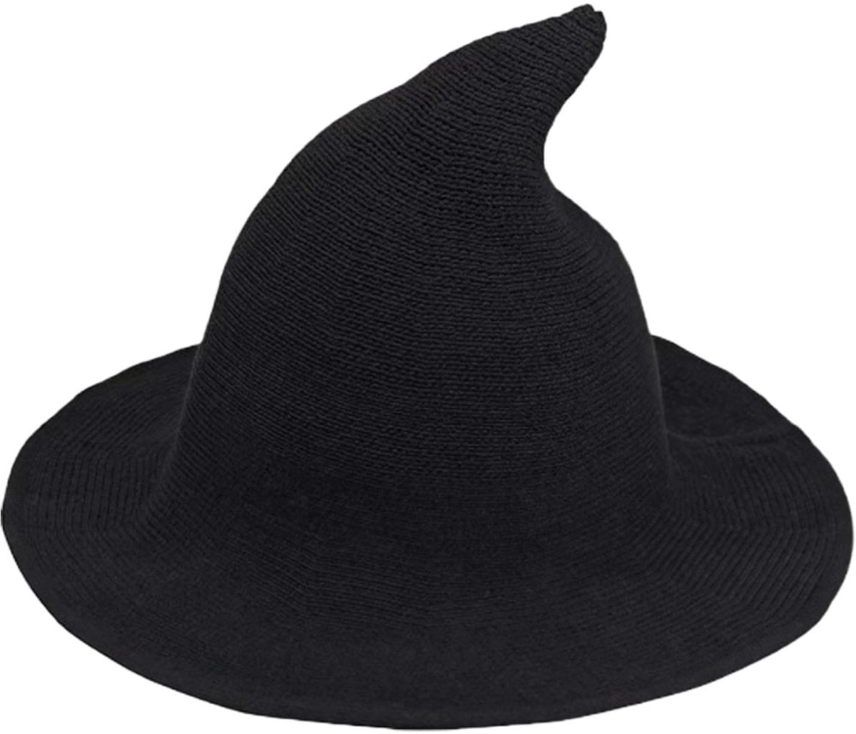 Puntige Opvouwbare Heks Hoed - Gebreide Kostuum Accessoire voor Halloween