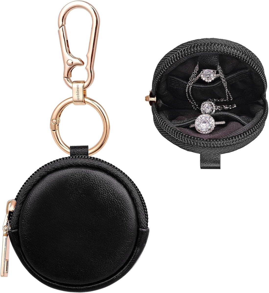 Reis Sieraden Doosje - Sieraden Organizer - Veilig Opbergen - Met Afneembare Sleutelhanger - Compact Formaat - Zwart