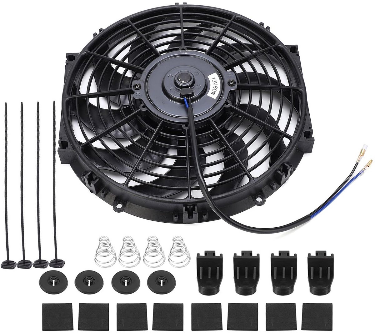 Elektrische Radiator Ventilator - Universele Koelventilator - Motor Koeling - Ultraslank Ontwerp - 12 Inch - Zwart