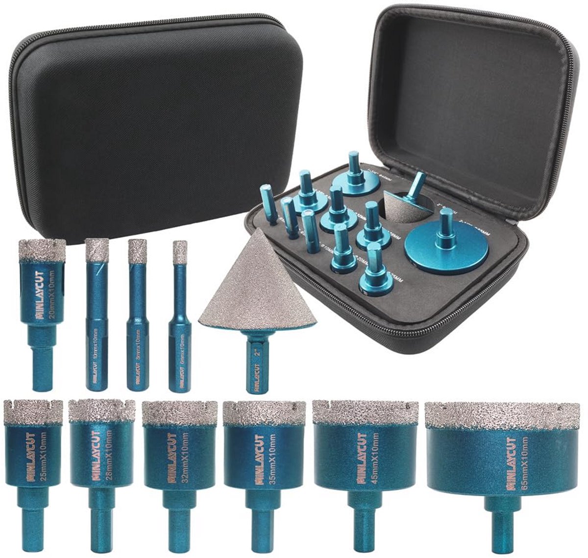 Diamantboor Set - Tegel Boren - Precisie Boren - Droog of Nat Gebruik - 11 Stuks - Zilver