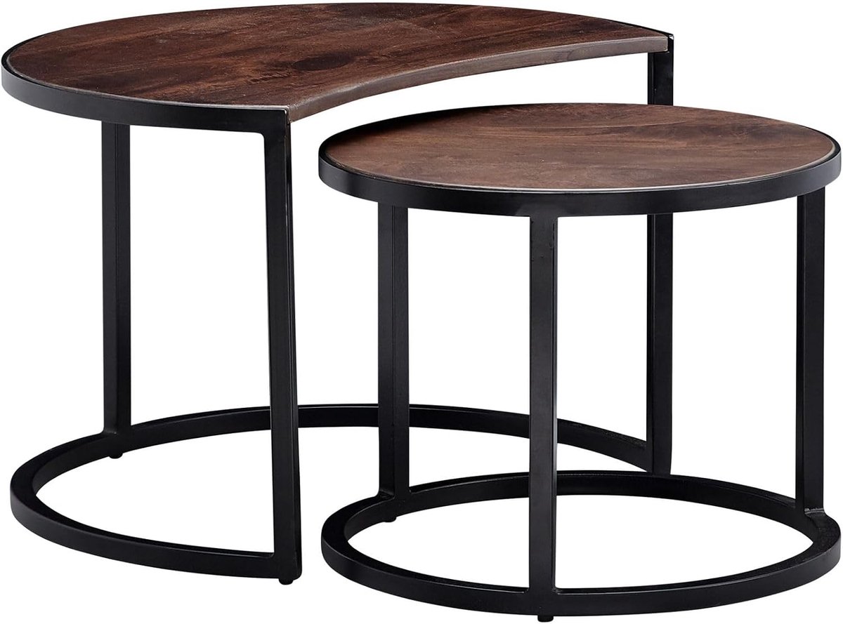 Salontafel set - Bijzettafels hout - Woonkamer inrichten - In elkaar schuifbaar - Set van