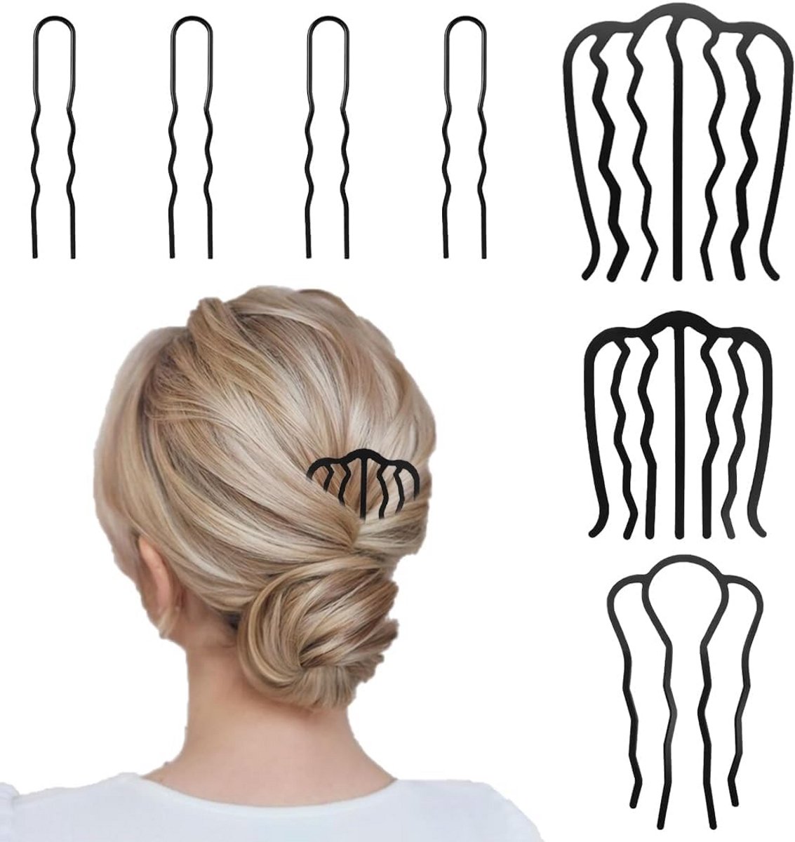Set van 7 U-Vormige Haarspelden voor Klassieke Kapsels en Updo's - Stevige Haarvorken