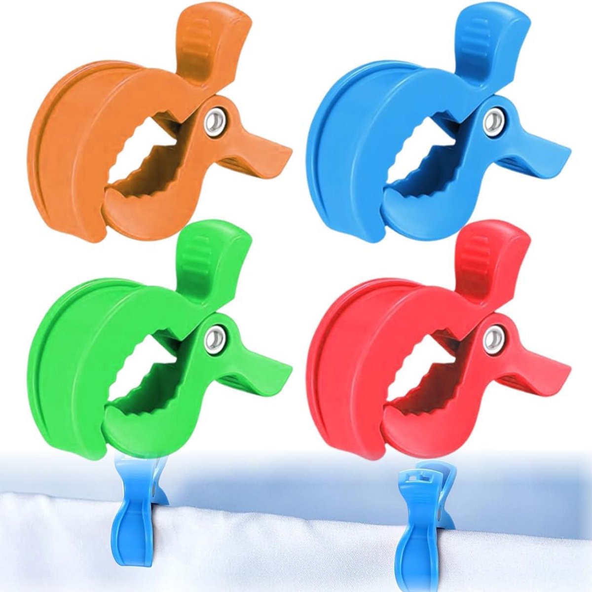 Pram Clips - Kinderwagen Haken - Baby Spullen Bevestigen - Set van 4 - 18 x 13 cm - Zwart