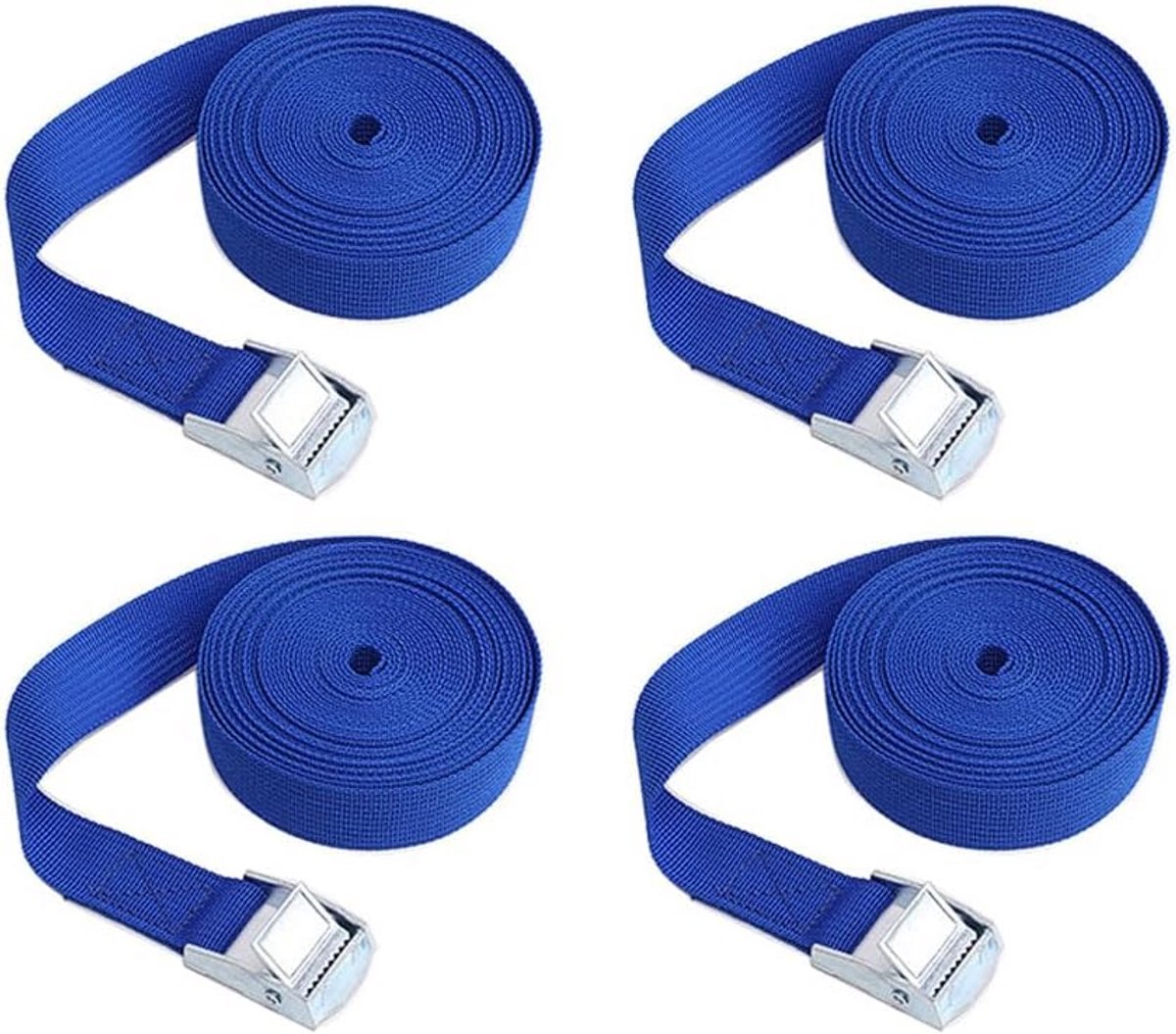 Spanbanden met ratel - Verstelbare riemen - Vracht vastzetten - Zinklegering gesp - 4 stuks 5 meter - Donkerblauw