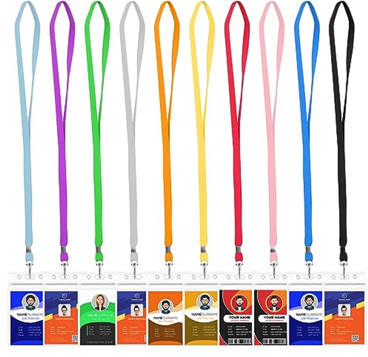 Lanyard met kaarthouder - ID kaarthouder - Veilig opbergen - Waterdichte bescherming - 10 stuks - Meerdere kleuren