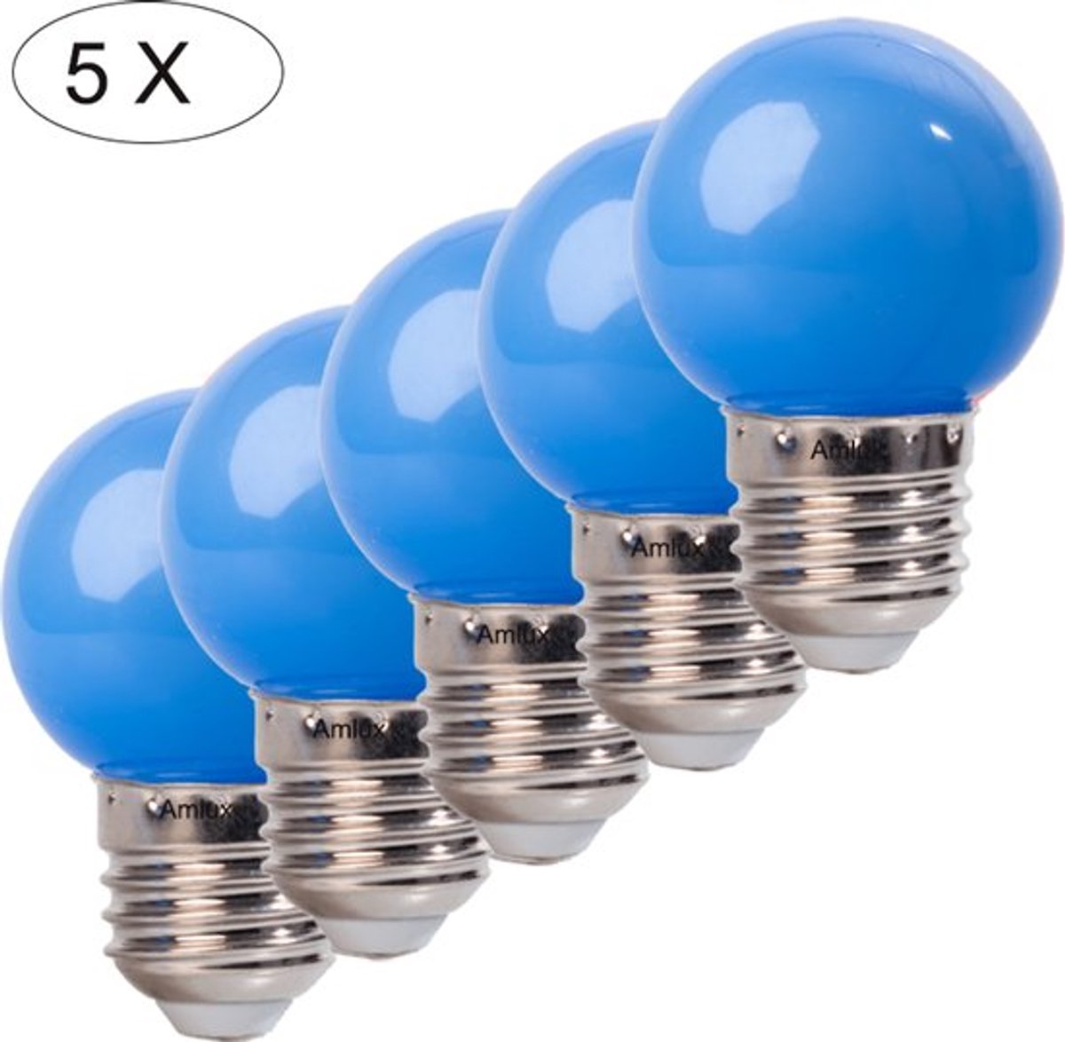 Set 5 stuks blauwe led lampen - 1W - E27
