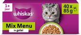 Whiskas 'Mixed Menu' nat kattenvoer in gelei - rund, kip, zalm & tonijn - 40 x 85g