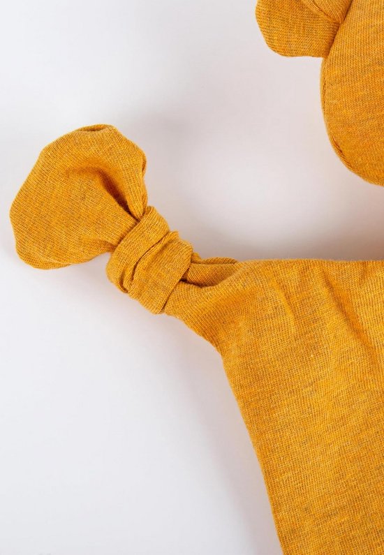 Knuffeldoek beer - Zachte trooster - Baby troosten - Biologisch katoen - 26 cm - Geel — afbeelding 4