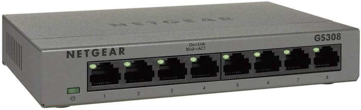 Netwerk Switch - Gigabit Hub - Netwerk Uitbreiding - 8 Poorten - 15.8 x 10.2 cm - Zwart