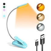 JUALL Lampe de Lecture LED pour Boek - Lampe de Livre Rechargeable avec Pince - Lampe de Lecture de Chevet - Lampe de Livre - Blauw