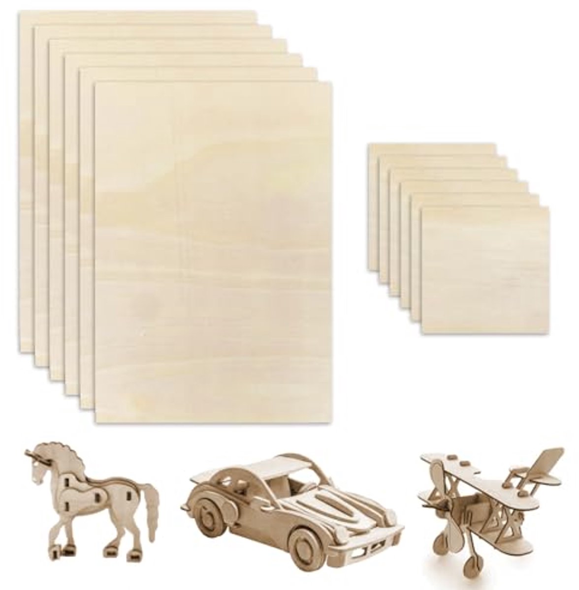 Multiplex Platen - Houten Bladen - Hobby Projecten - Gladde Afwerking - 12 Stuks - Houtkleur