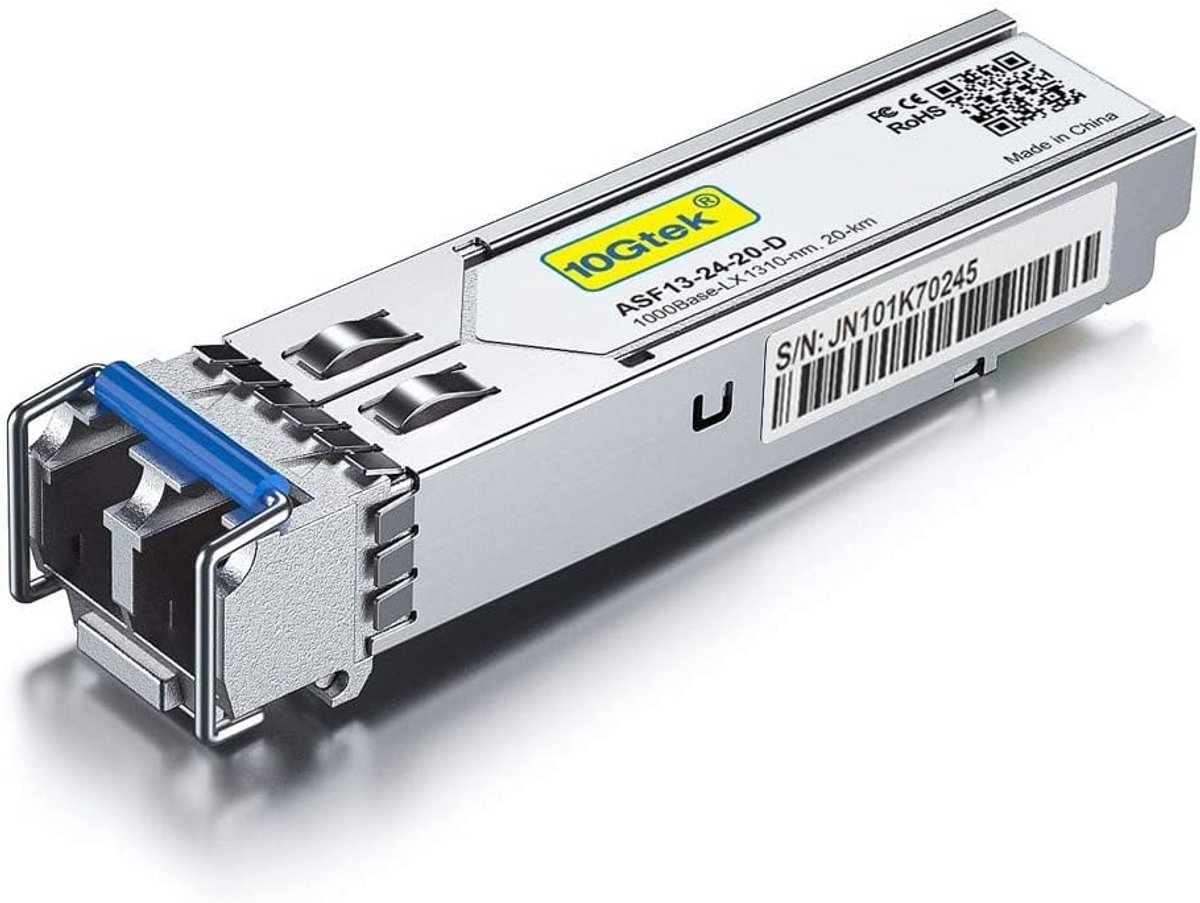 Netwerk Transceiver - Mini GBIC Module - Netwerk Verbinding - Single Mode Glasvezel - 10 km Bereik - Zilver