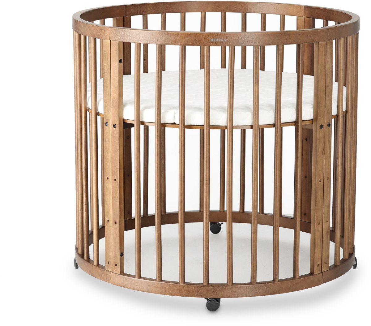 Deryan Willow Box - Ronde Baby Box met Matras - Playpen op Wieltjes - Warm Bruin