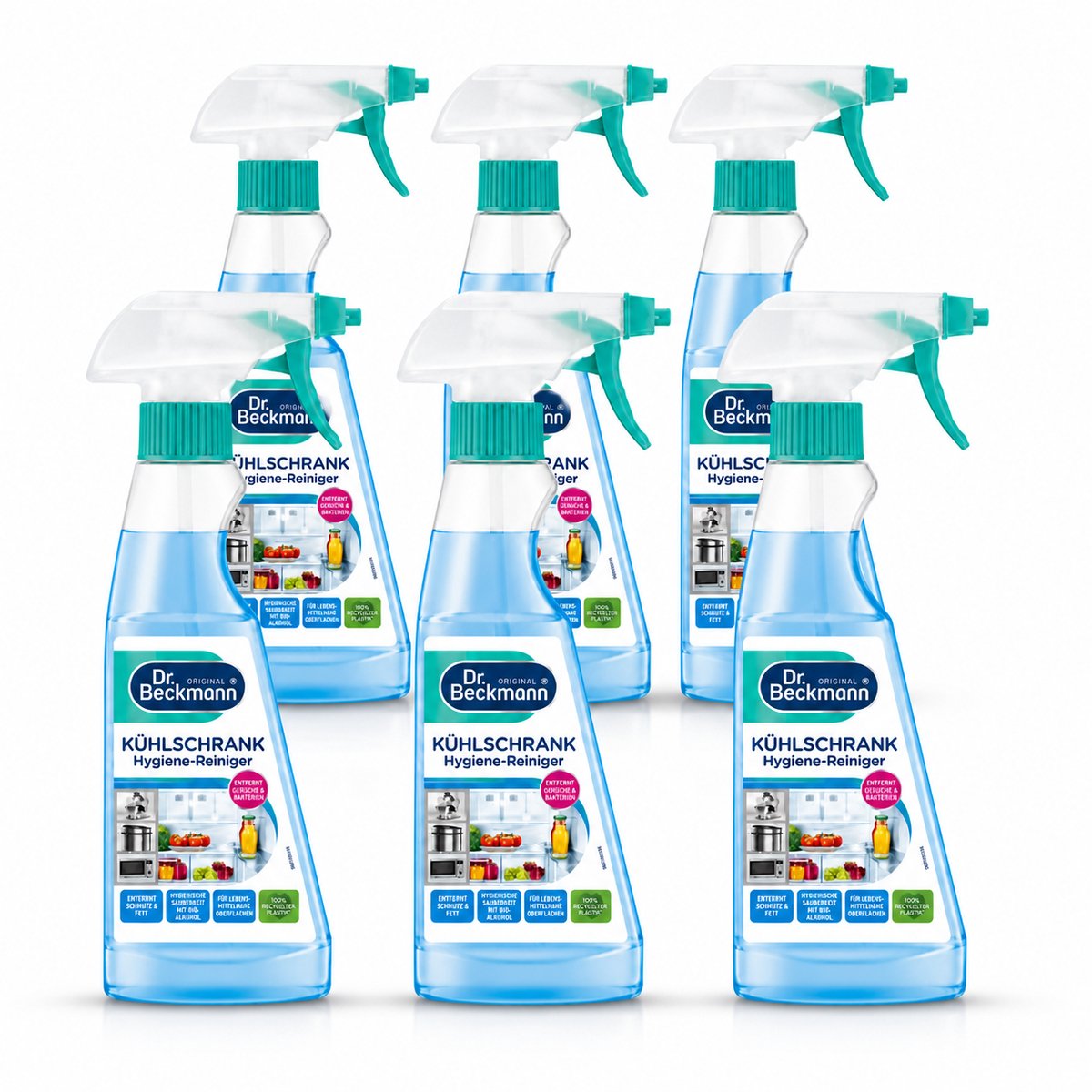Dr. Beckmann Koelkast Reinigingsspray 6 x 250 ml – Voordeelverpakking – Verwijdert Geuren, Vet & Vuil