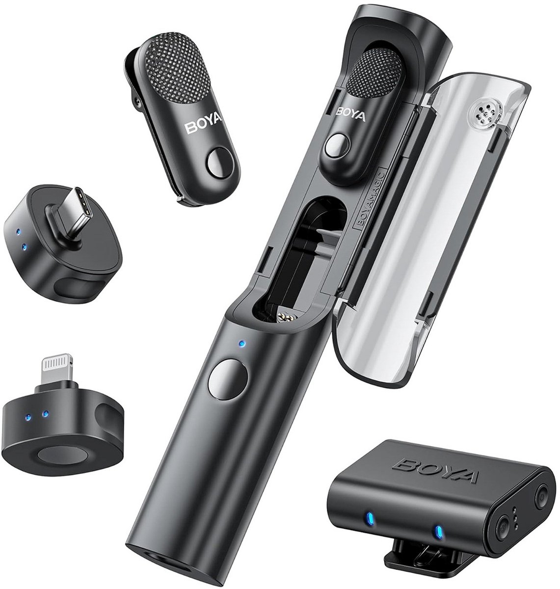 Boya Magic 02 voor Usb C, Lightning & 3,5mm