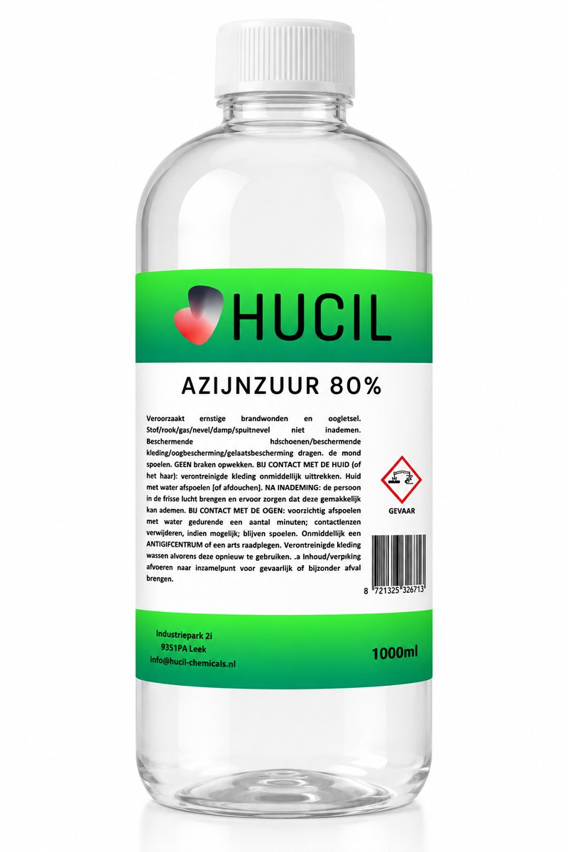 Azijnzuur 80% - 1 liter - azijn - schoonmaak