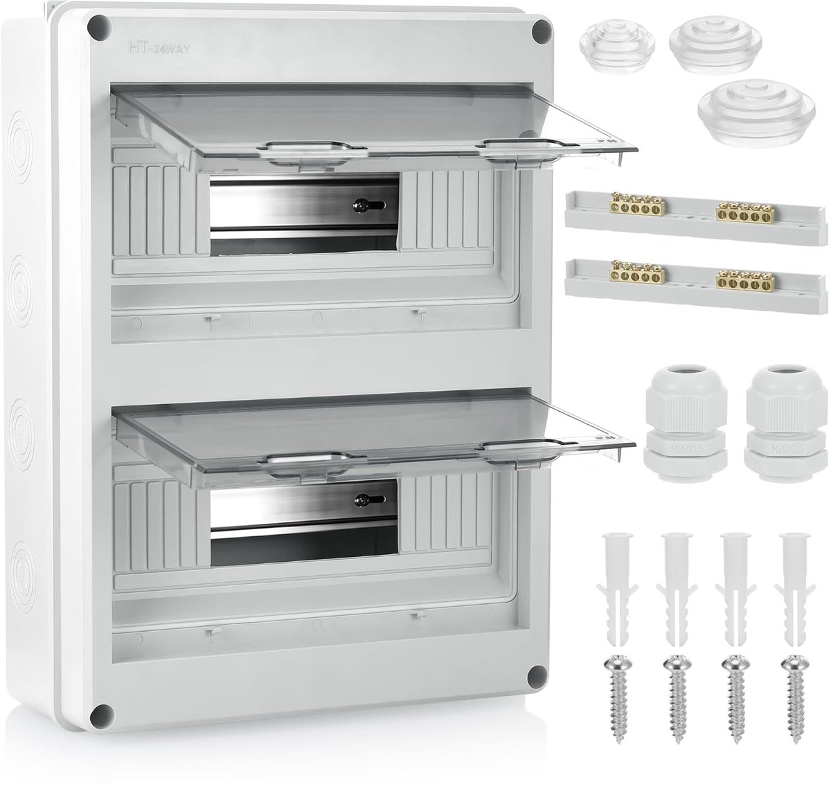 Verdelingkast - Zekeringkast - Buiten Gebruik - IP65 Waterdicht - 24 Modules - Grijs Wit