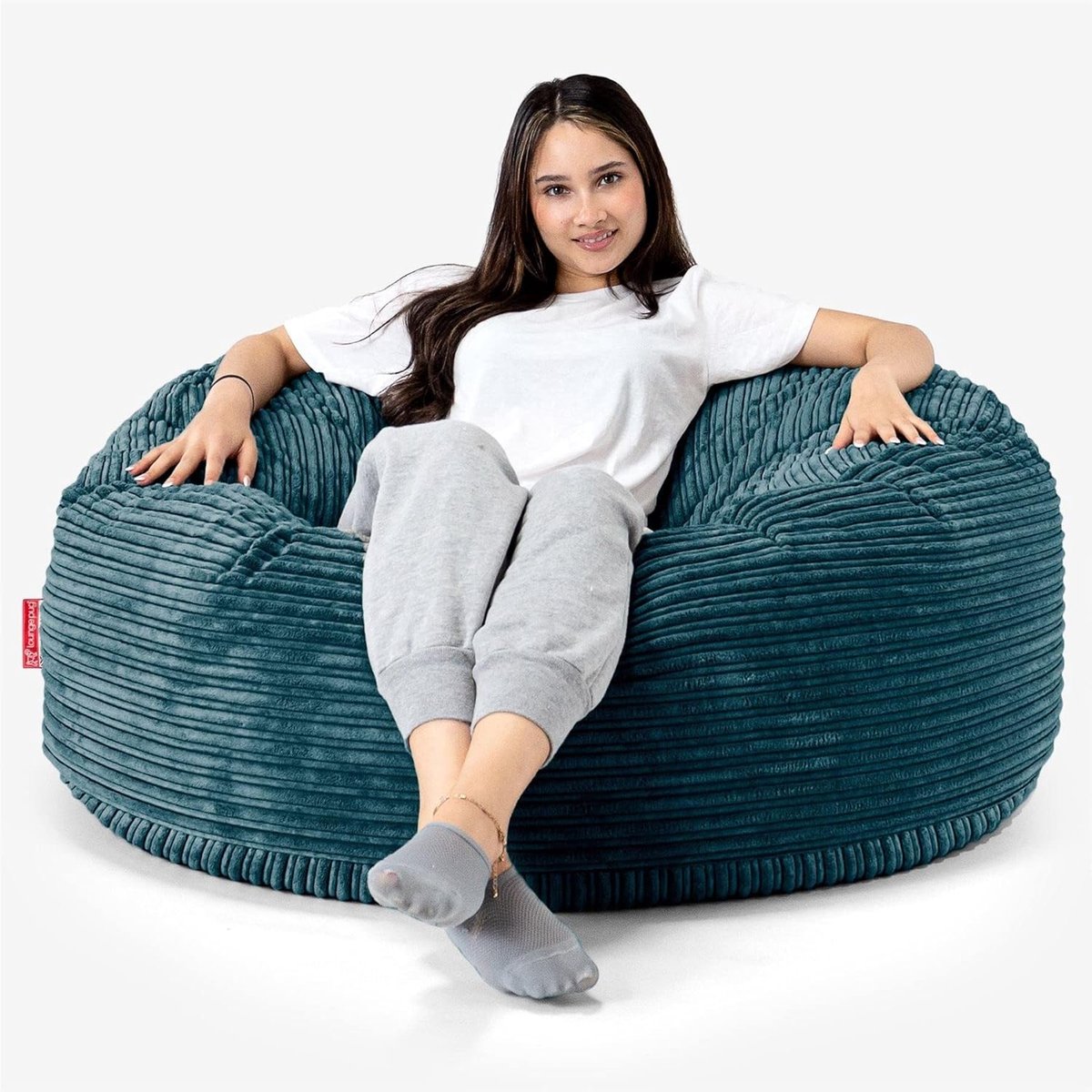 Zitzak Bank - Grote Poef - Lekker Ontspannen - Kindveilige Ritsen - 110cm Diameter - Teal Corduroy