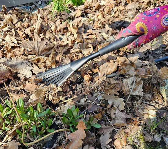 Tuinbezem Staal - Handhark Blad - Tuin Opruimen - 9 Elastische Tanden - 12 cm Werkbreedte - Zwart — afbeelding 4