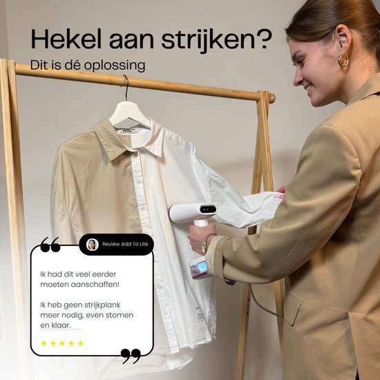 Kledingstomer - In 20 Sec. warm & binnen 2 minuten klaar - 2 Stoomstanden - Inclusief Gratis reistas - 1600W - Stoomapparaat stomer Kleding - Steamer - Handstomer