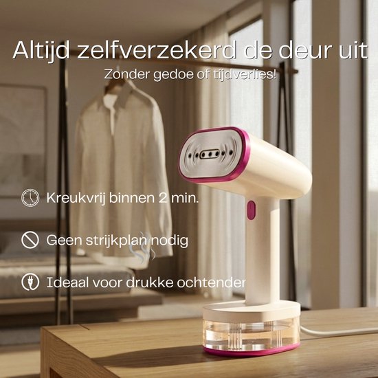 Kledingstomer - In 20 Sec. warm & binnen 2 minuten klaar - 2 Stoomstanden - Inclusief Gratis reistas - 1600W - Stoomapparaat stomer Kleding - Steamer - Handstomer
