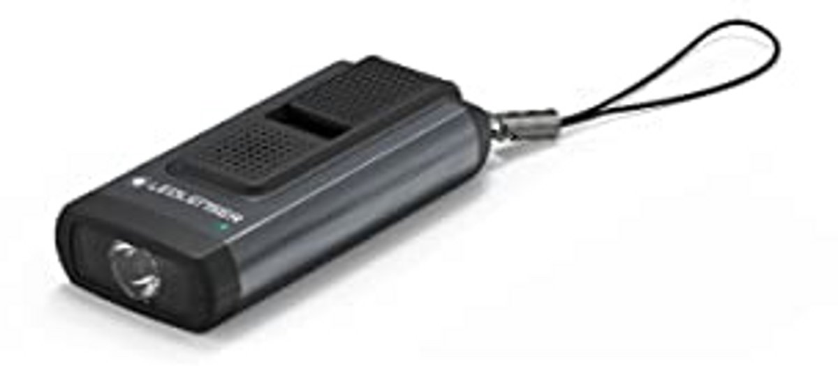 Sleutelhangerlamp met Alarm - Compacte Zaklamp - Veiligheid Onderweg - Oplaadbaar via USB-A - 400 Lumen - Grijs