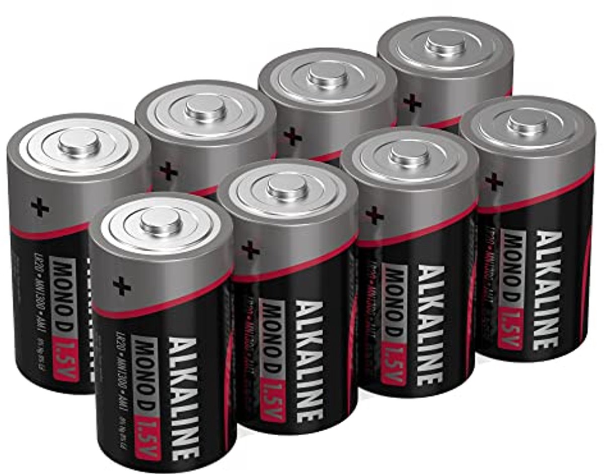 Batterijen Mono D - Grote Cellen - Apparaten Voeden - Lange Levensduur - 8 Stuks - Zwart