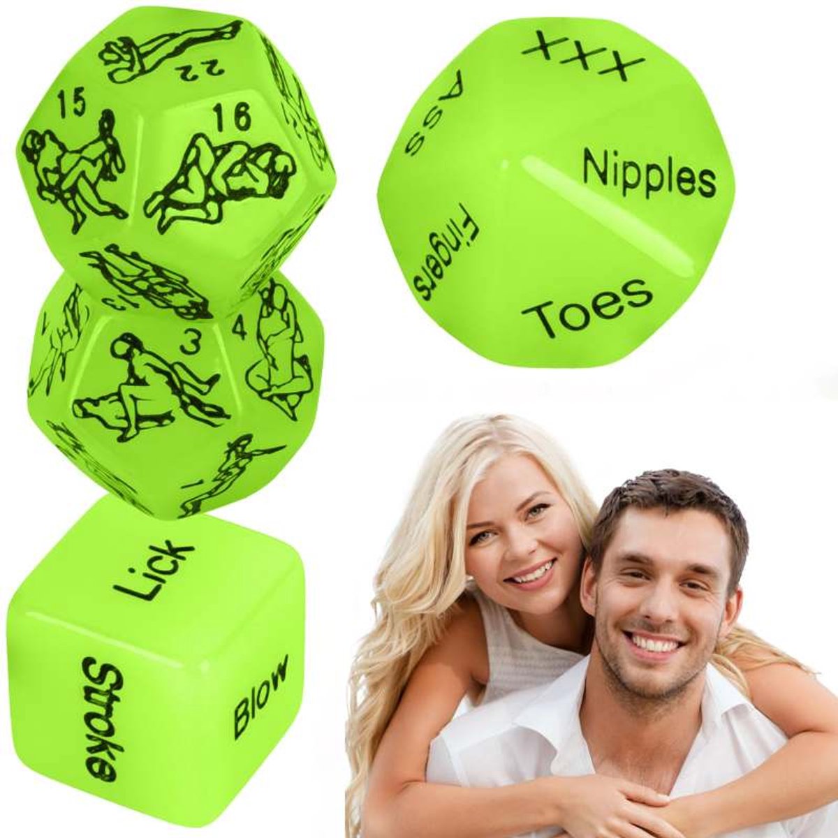 Intiem Cadeau - Glow in the Dark Erotische Dobbelstenen - koppelspel - koppelstenen - koppel spellen