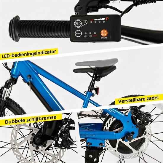JOYSTAR Elektrische Fiets E-Bike - 20 Inch - Voor Kinderen/Tieners - 250W Motor - 1 Versnelling - Spaakwiel - Mechanische Schijfremmen - Blauw van JOYSTAR — afbeelding 5