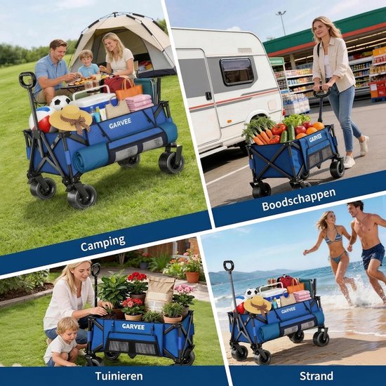 Archi Bolderkar - Strandkar met Wielen en Handvat - Bolderkar Opvouwbaar - 600D Oxford - Voor Strand, Tuin en Kamperen - Tot 100kg — afbeelding 4