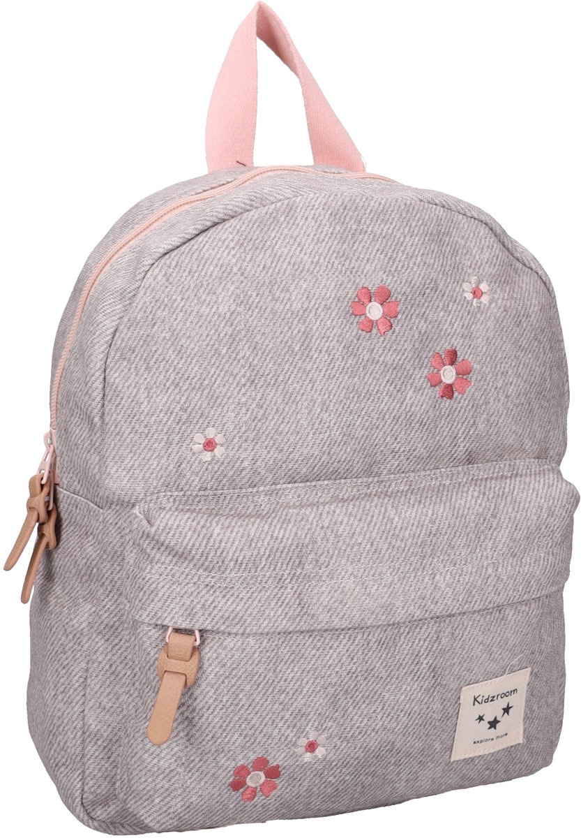 Kidzroom Blossom And Bows Rugzak - 31 x 26 x 9 cm - 7.3 L - Denim - Grijs - Bloemen