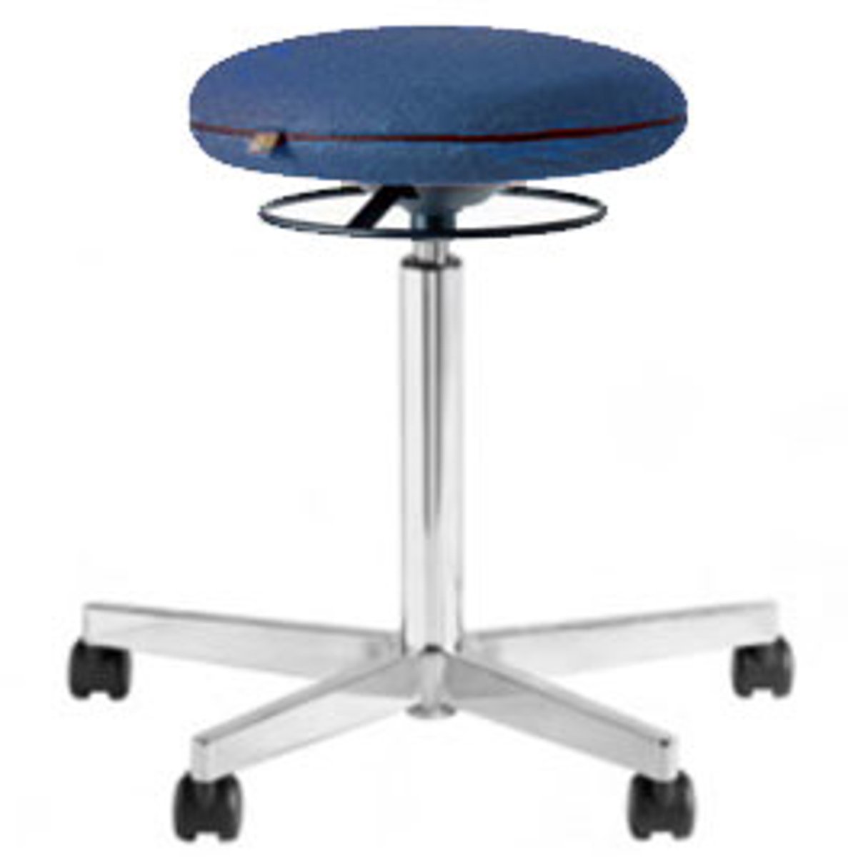 Ergonomische werkkruk - Zit sta kruk - Blazer Blauw - Wielen - Gepolijst Aluminium Voetplaat