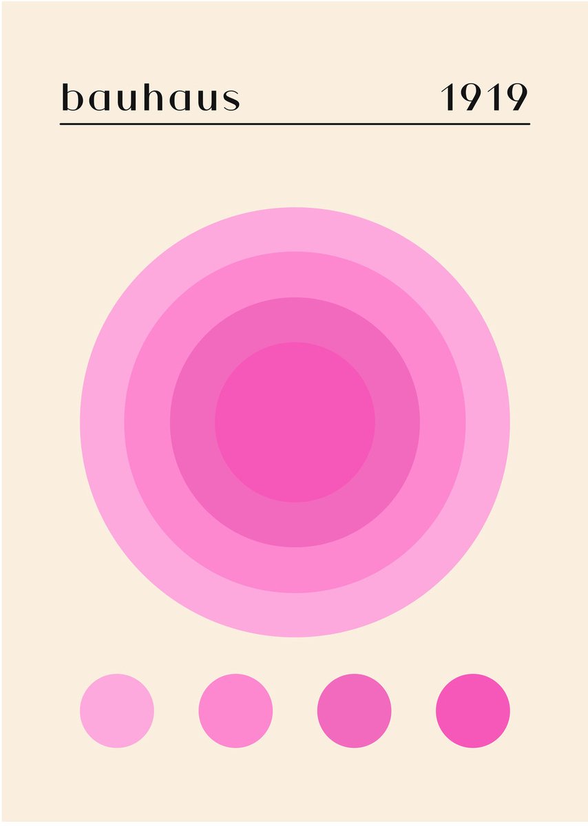 Bauhaus Zon Concentrisch 50x70 cm - Dibond Wanddecoratie Aluminium - Roze Geometrisch Desi