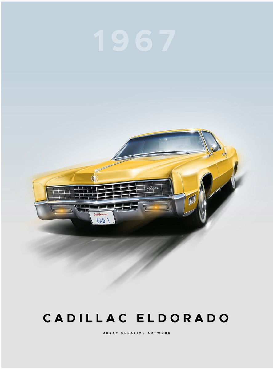 Cadillac Eldorado 1967 - Dibond Wandprint - 100x140 cm - Aluminium Wanddecoratie - Premium Kunstdruk - Galerij Kwaliteit - Klassieke Auto