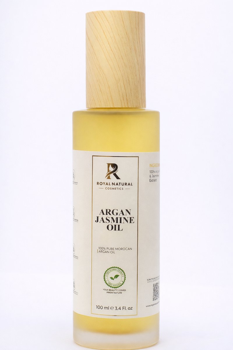 RNC.-Arganolie 100% Puur 100ml–Voor Huid, Haar & Nagels–Argan olie met Jasmijn-100% Puur & Koudgeperst- Marokkaanse Arganolie – Rijk aan Vitamine E – Hydrateert & Voedt-100% Argania Spinosa Kernel Oil with Jasmine Oil-voor Haar, Huid, Nagels & Baard