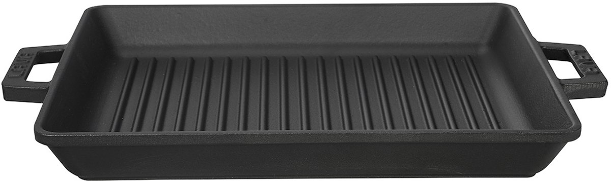 Lava - Grillpan - Geëmailleerd Gietijzer - 26 x 32 cm - Met Grillribben - Zwart