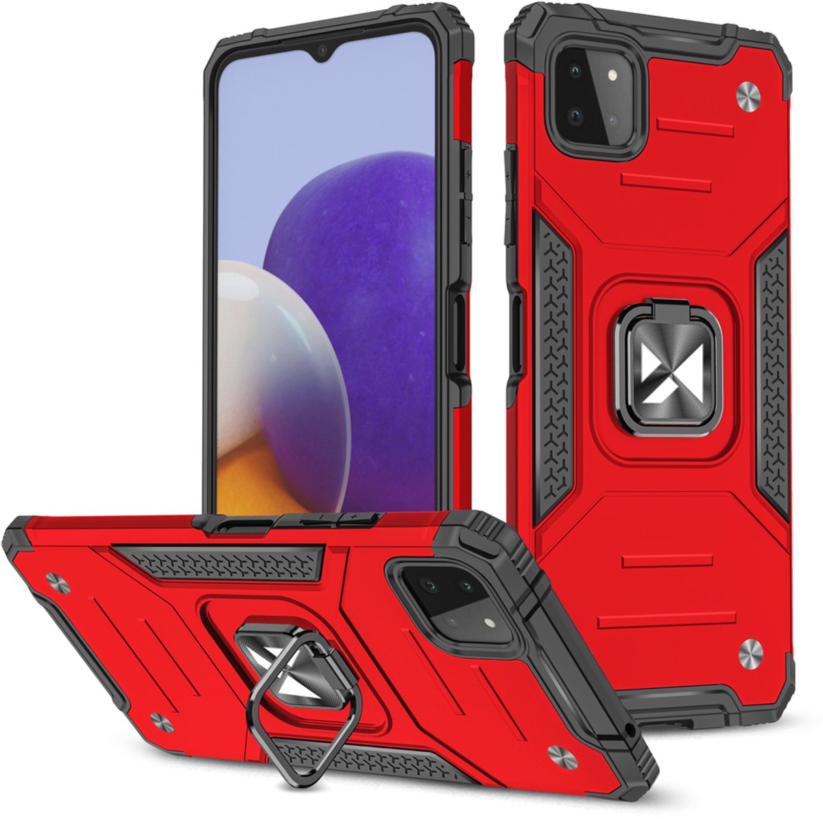 Wozinsky Ring Armor Serie - Beschermhoes - Samsung Galaxy A22 - Ringhouder - Magnetische Bevestiging - Rood