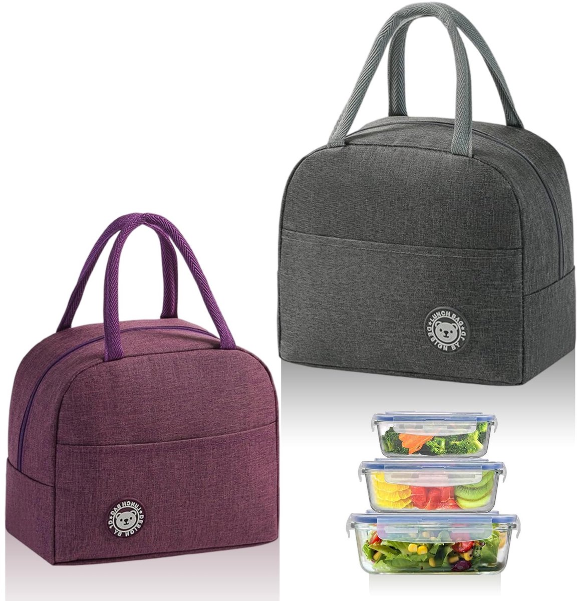 Dailygoods- Lunchtas Opvouwbaar - Koeltas Klein - Draagbare Lunchbox - Thermotas - 23 x 21 x 13 cm - Houdt Maaltijden Warm/Koud