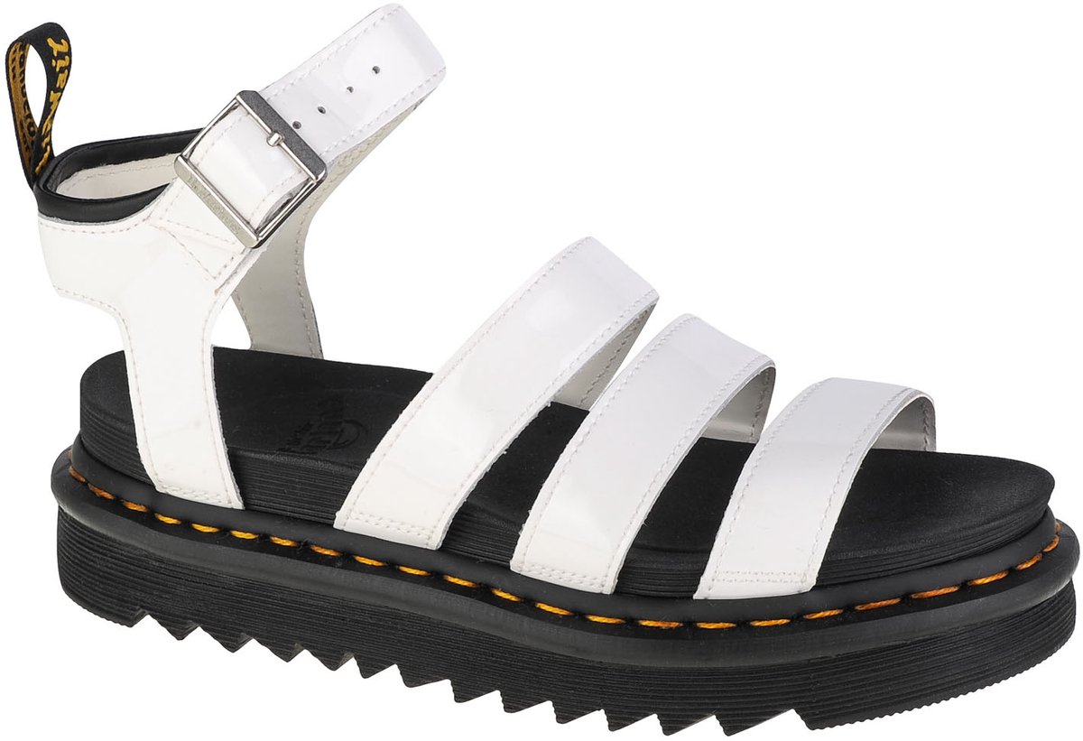 Dr. Martens Blaire Patent Lamper Chunky 3-Strap Sandaal Wit