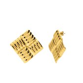 Lucardi Dames Stainless steel goldplated oorknoppen ruit - Oorbellen - Staal - Goudkleurig
