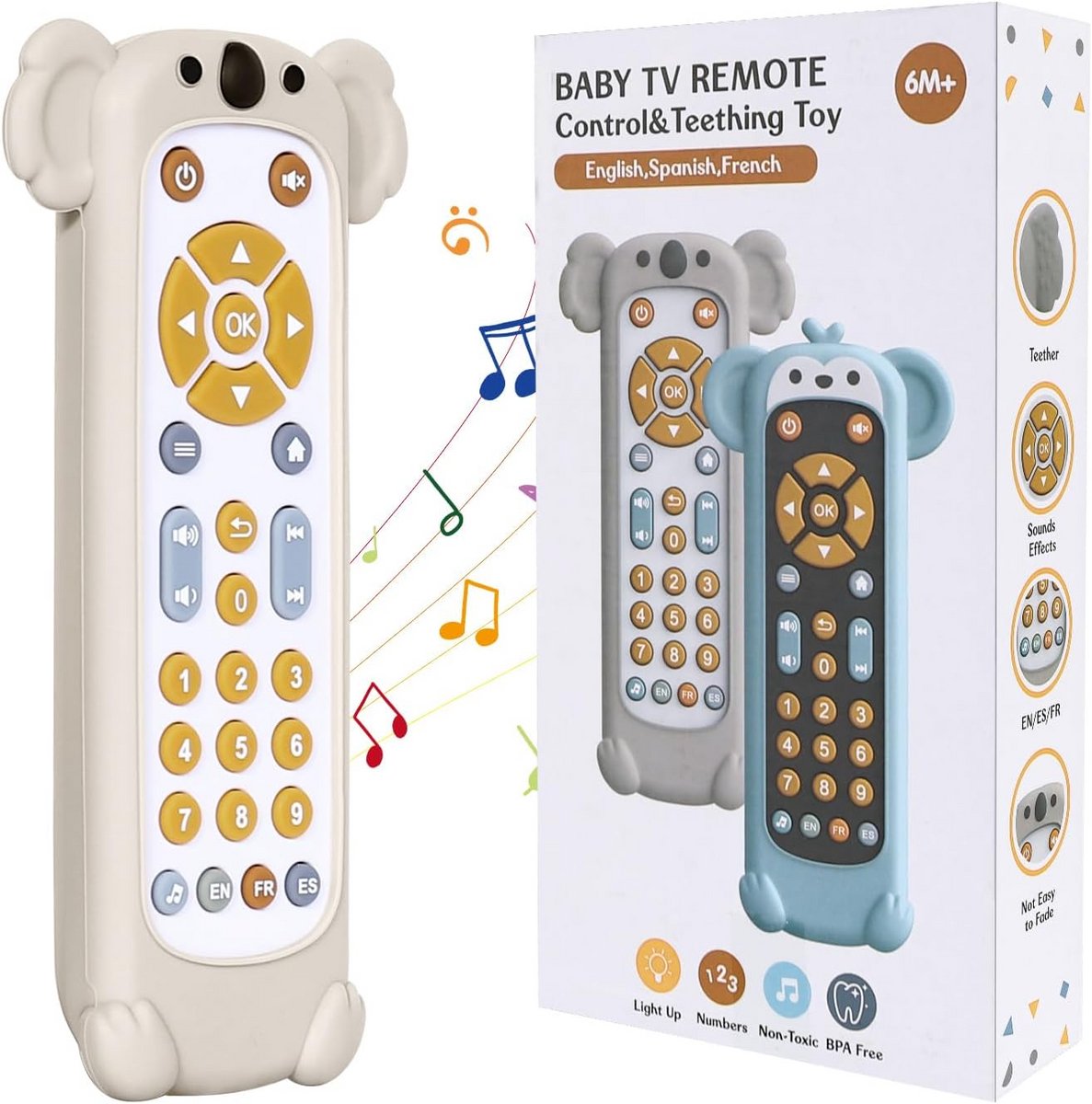 Babyspeelgoed Afstandsbediening - Muziekspelletjes Sensorisch - Vroege Educatie - Gesimuleerd Ontwerp - 185 cm - Wit