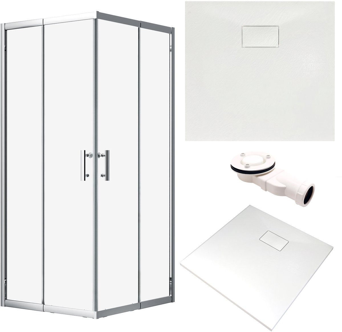 Bad Land HELA VIDAR douchecabine set - vierkant - 80 x 80 x 193 cm - chroom/wit
